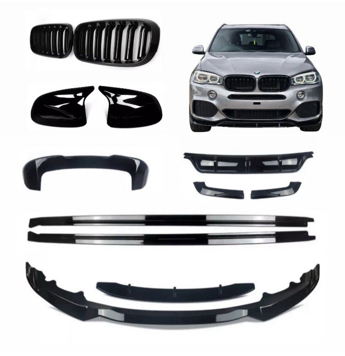 BMW X5 F15 BODY KIT REAR DIFFUSER FRONT SPLITTER SPOILER SIDES GRILLES MIRRORS