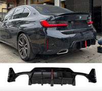 Load image into Gallery viewer, BMW 3 Series G20 G21 LCI 2023+ Gloss Black Rear Diffuser W/ LED Light 340i MP - STM STYLING 
