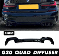 Load image into Gallery viewer, BMW 3 SERIES G20 G21 GLOSS BLACK PERFORMANCE REAR DIFFUSER 340i QUAD - STM STYLING 
