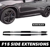 Load image into Gallery viewer, BMW X5M F85 F15 X6M F86 F16 GLOSS BLACK SIDE SKIRT EXTENSION BLADE LIP MP - STM STYLING 

