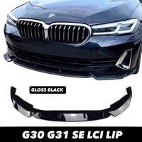 Load image into Gallery viewer, BMW 5 Series G30 LCI SE 2021-2023 Gloss Black Front Splitter 3 Piece - STM STYLING 
