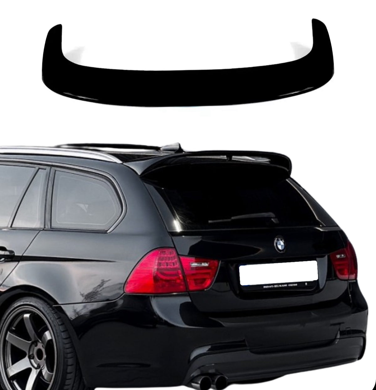 BMW 3 Series E91 Touring Estate Gloss Black Rear Roof Spoiler Lip Wing