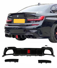 Load image into Gallery viewer, G20 3 Series Diffuser with Exhaust pipes Gloss Black 
