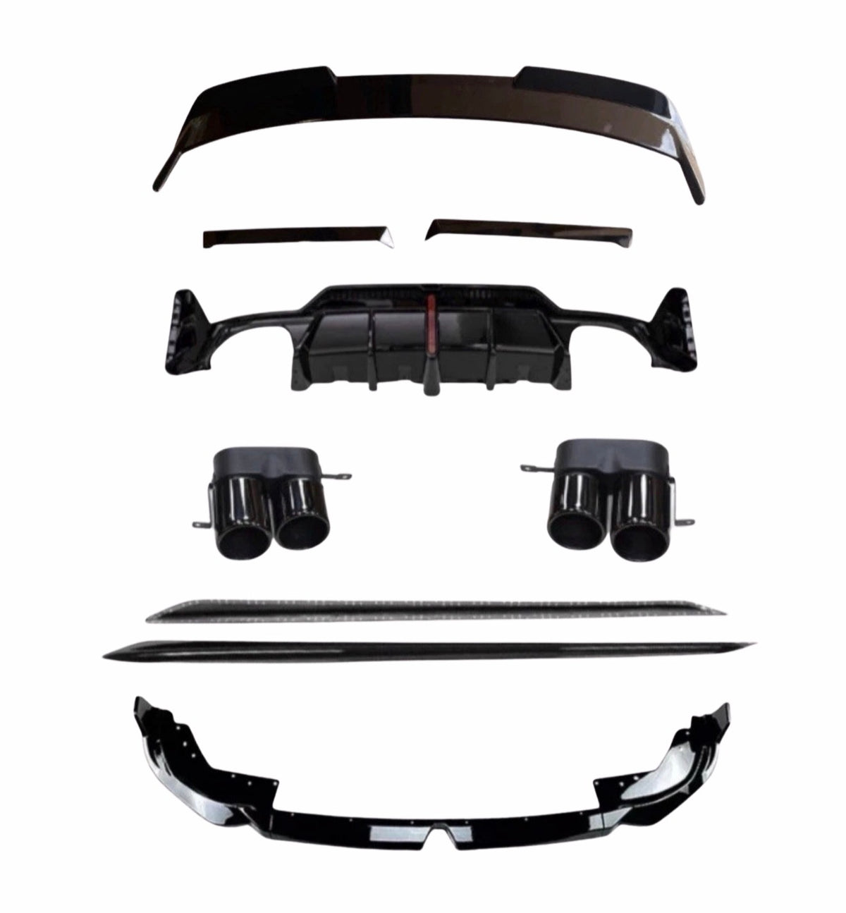 GLOSS BLACK BODY KIT FOR BMW 3 SERIES G21 LCI TOURING ESTATE QUAD TIPS ...