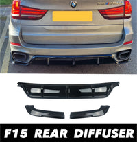 Load image into Gallery viewer, BMW X5 F15 Gloss Black Rear Diffuser Lip Valance Bumper + Side Canards M Sport - STM STYLING 
