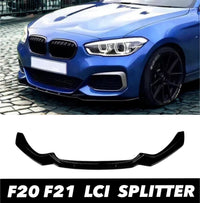 Load image into Gallery viewer, BMW 1 SERIES F20 F21 M SPORT LCI 2015-2019 GLOSS BLACK FRONT SPLITTER LIP - STM STYLING 
