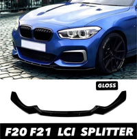 Load image into Gallery viewer, BMW 1 SERIES F20 F21 M SPORT LCI 2015-2019 GLOSS BLACK FRONT SPLITTER LIP - STM STYLING 
