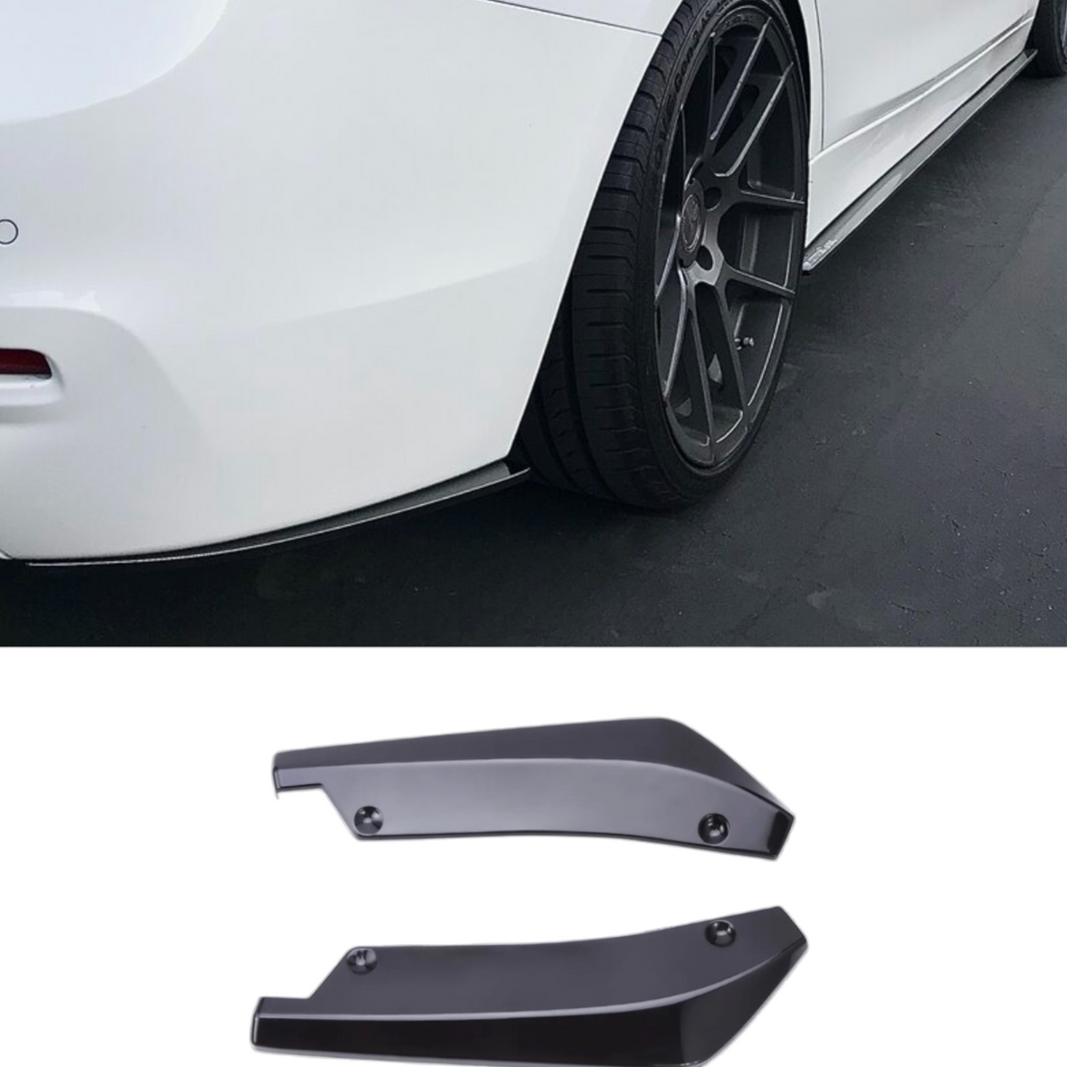 Get That Aggressive Look! Carbon Fiber Style Rear Bumper Splitter Diffuser Canards For BMW F30, F32, F22 & More