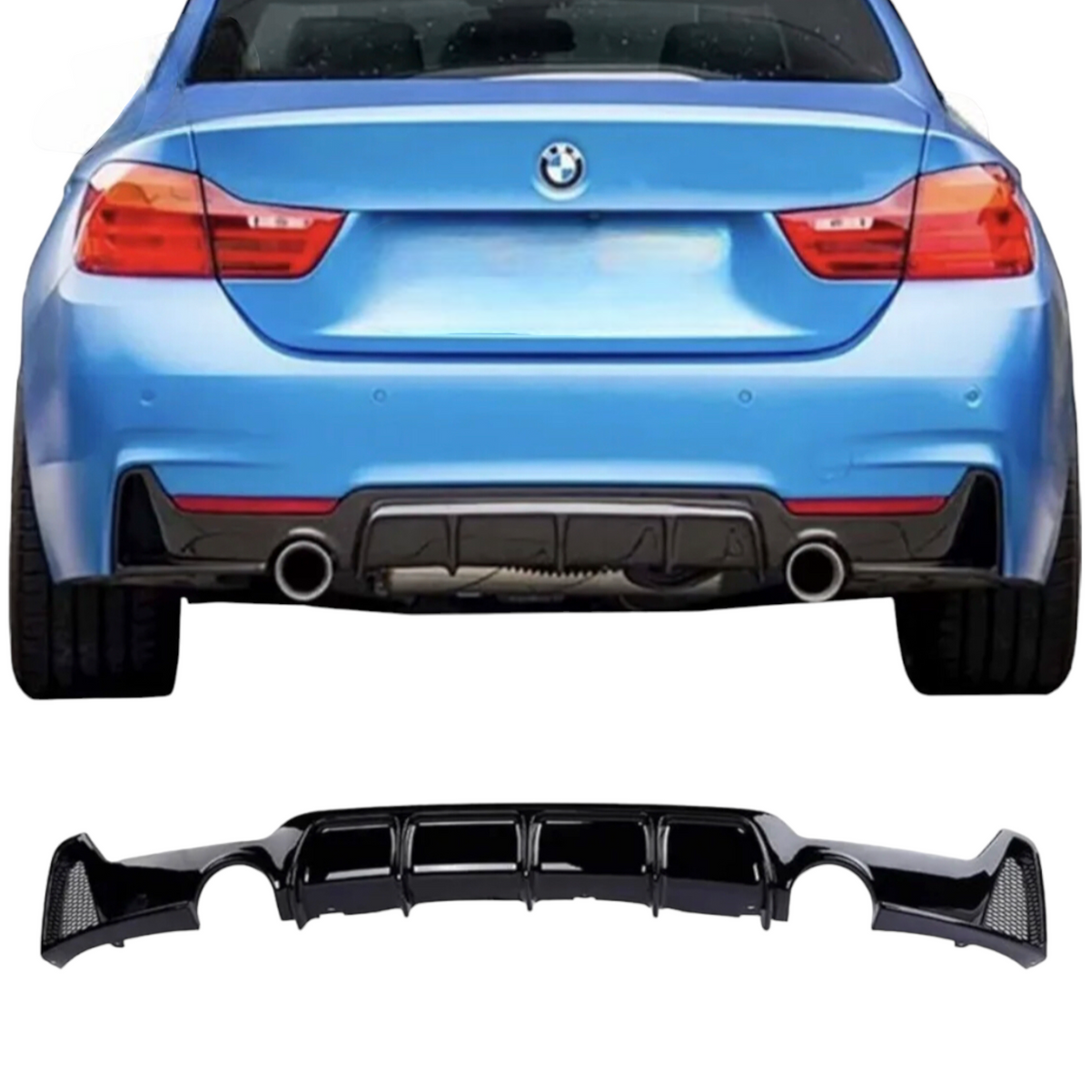 Rear Diffuser - Dual Exit - Fits BMW F32 F33 F36 - 4 Series - M Sport - Gloss Black