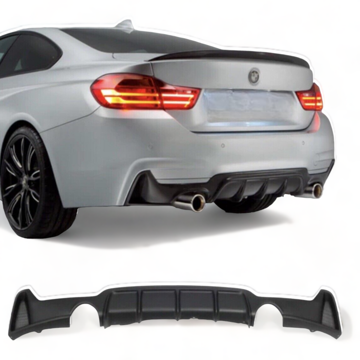 Rear Diffuser - Dual Exit - Fits BMW F32 F33 F36 - 4 Series - Matte Black