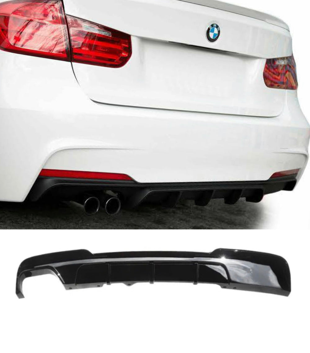 Rear Diffuser - Twin Exit - Fits BMW F10 F11 - 5 Series -  Gloss Black
