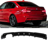 GB Tuning Rear Bumper Diffuser For BMW 3 Series M Sport – Gloss Black, Twin Exhaust Cutout