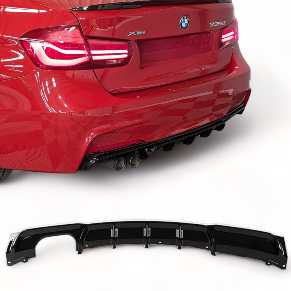 Rear Diffuser - Twin Exit - Fits BMW F30 F31 - 3 Series - M Sport - ABS - Gloss Black