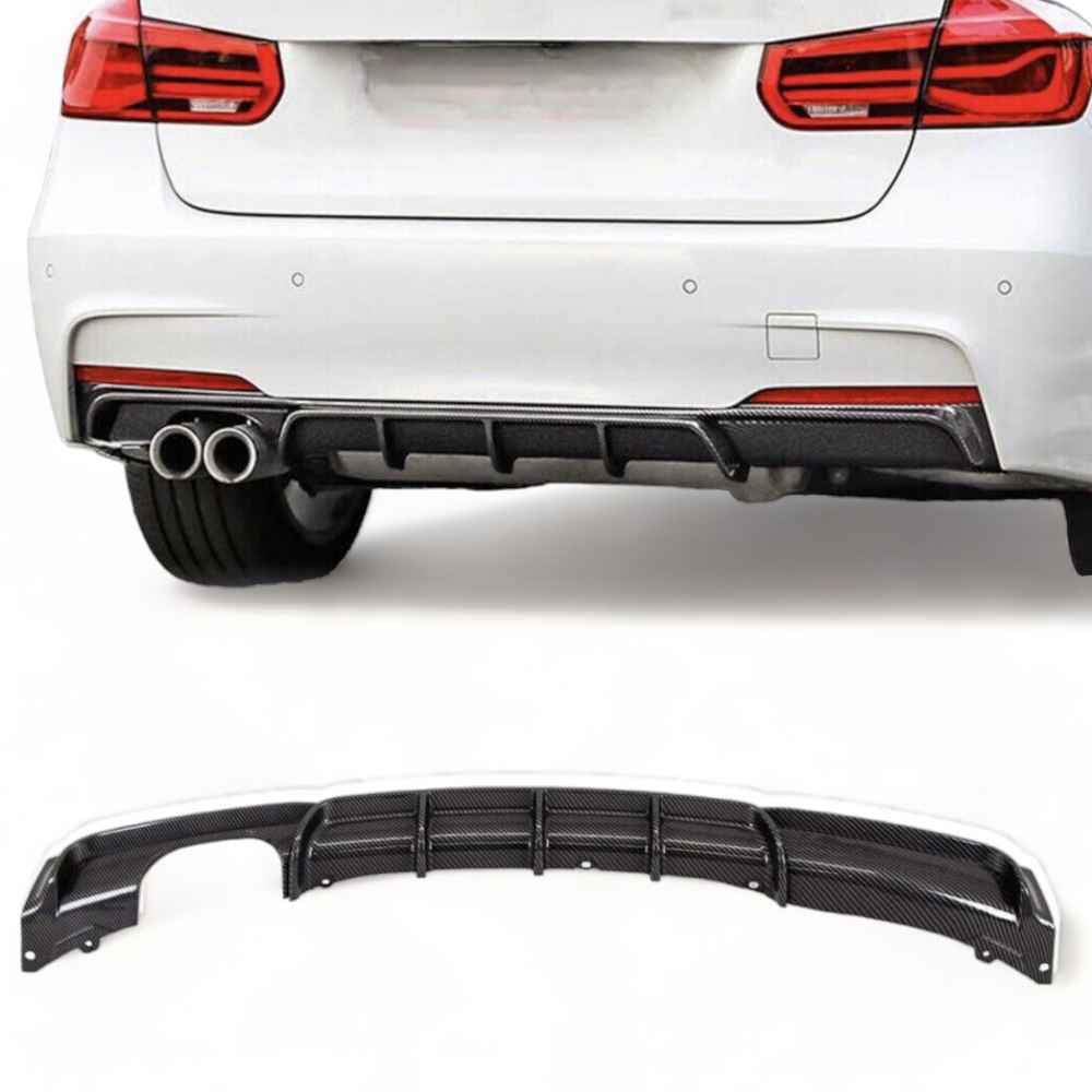 Rear Diffuser - Twin Exit - Fits BMW F30 F31 3 Series - M Sport - Carbon Look