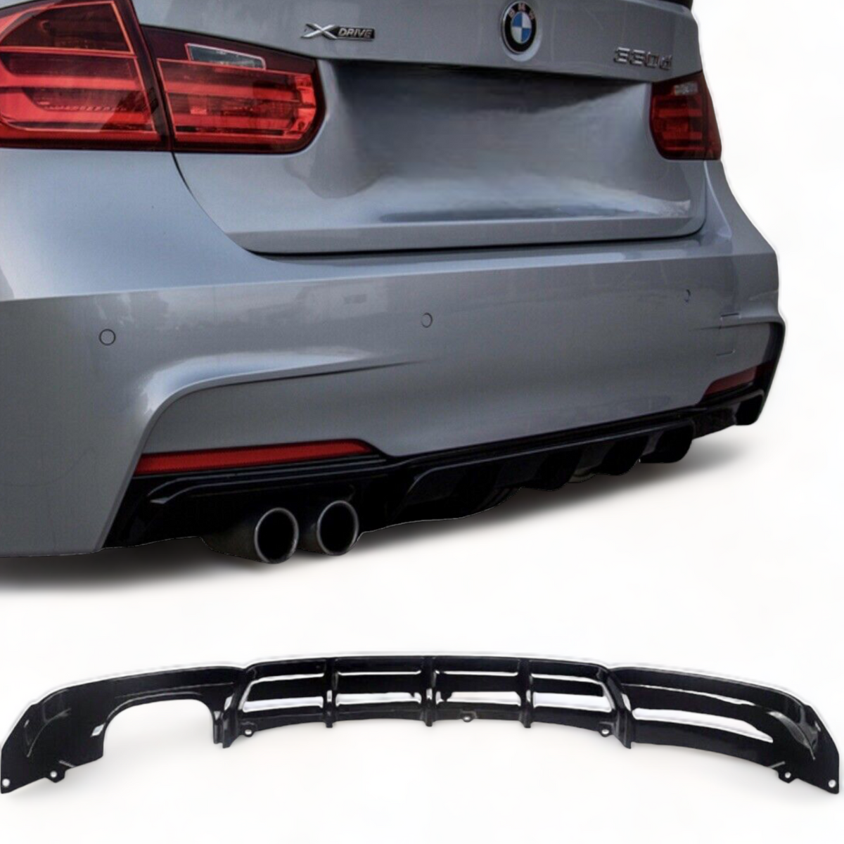 Rear Diffuser - Twin Exit - Fits BMW F30 F31 3 Series - M Sport - Gloss Black