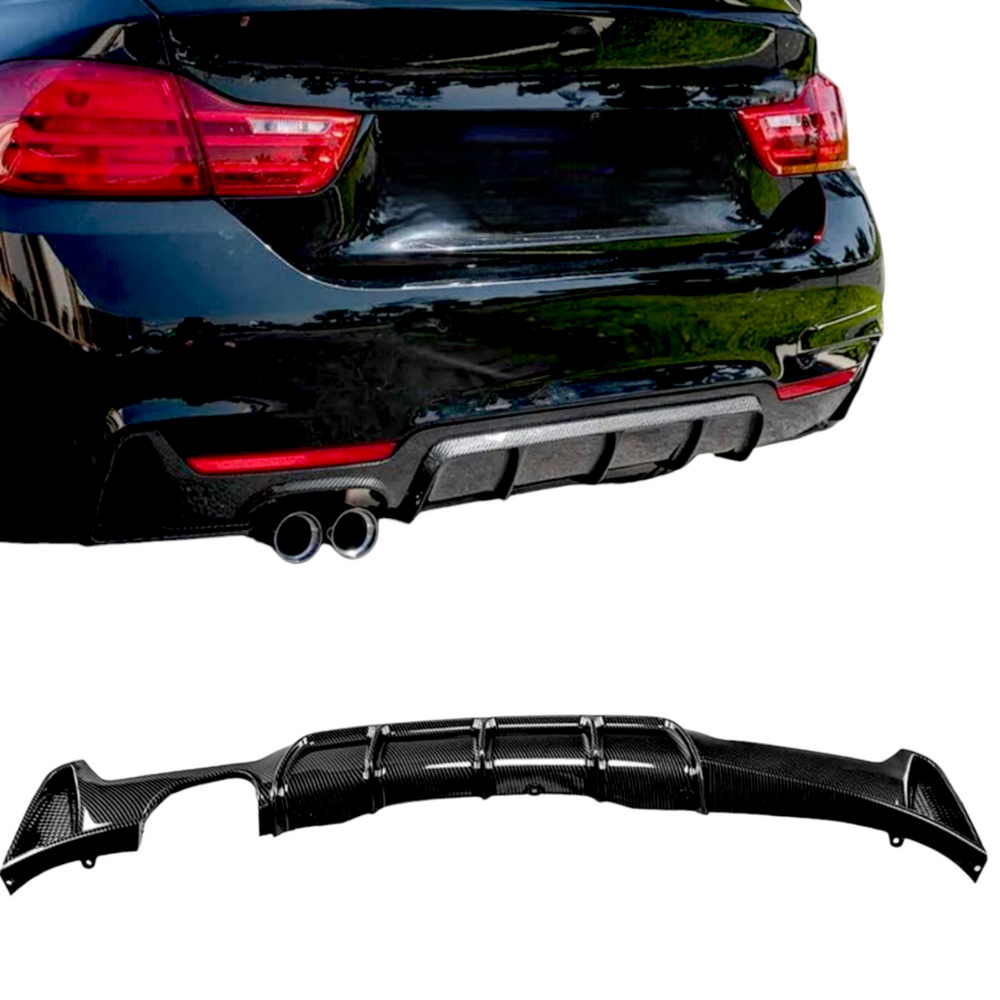 Rear Diffuser - Twin Exit - Fits BMW F32 F33 F36 4 Series - Carbon Look
