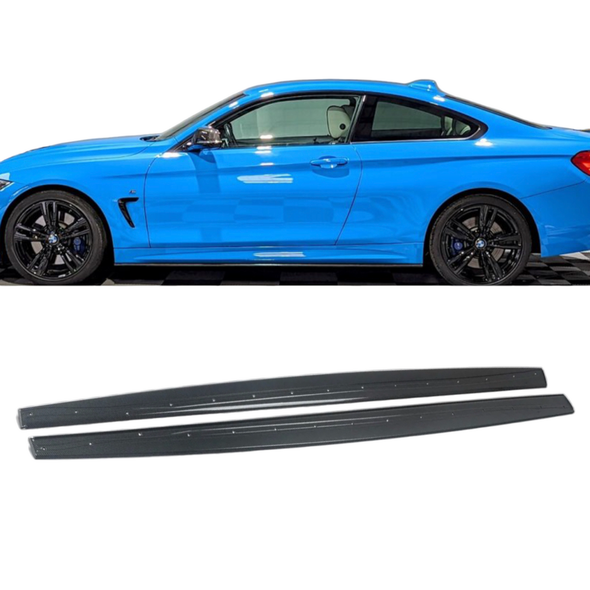 Side Skirt Extension Blades - M Performance - Fits BMW F32 F33 F36 4 Series - Carbon Look