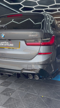 Load and play video in Gallery viewer, G20 G21 QUAD EXHAUST COMPETITION STYLE REAR DIFFUSER TAIL PIPE FOR BMW 3 SERIES
